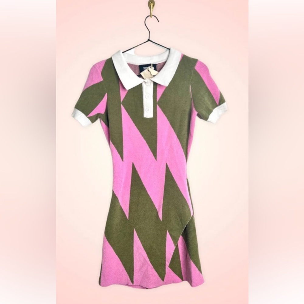 SER.O.YA pink and green collared dress NWT size XS mini length